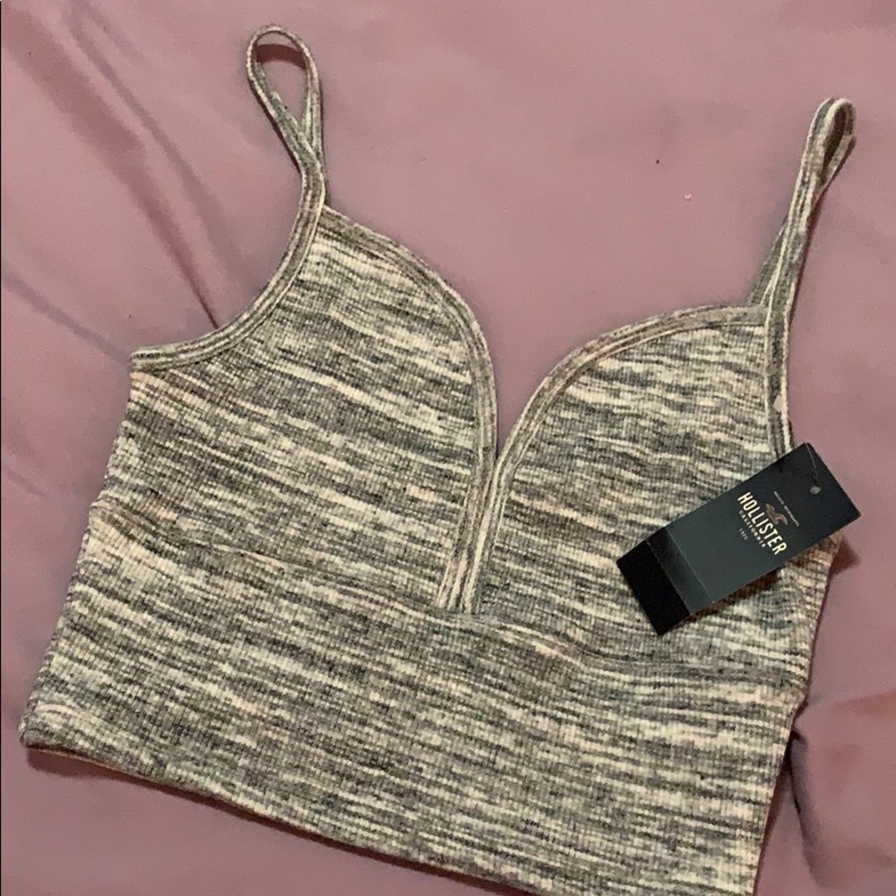 Grey spaghetti strap crop top